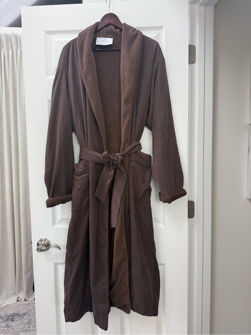 Boca Terry Brown Terry Cloth Spa Bathrobe Unisex Onesize Belted Luxury HotelRobe